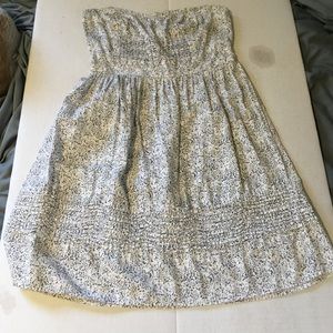 Women’s strapless, mini dress, white& gray, American rag size, small/medium